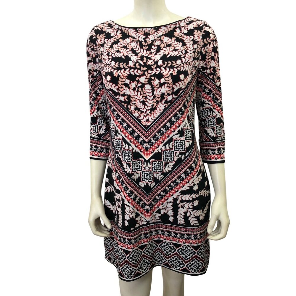 White House Black Market Womens Printed‎ Dress With 3/4 Sleeves Size M